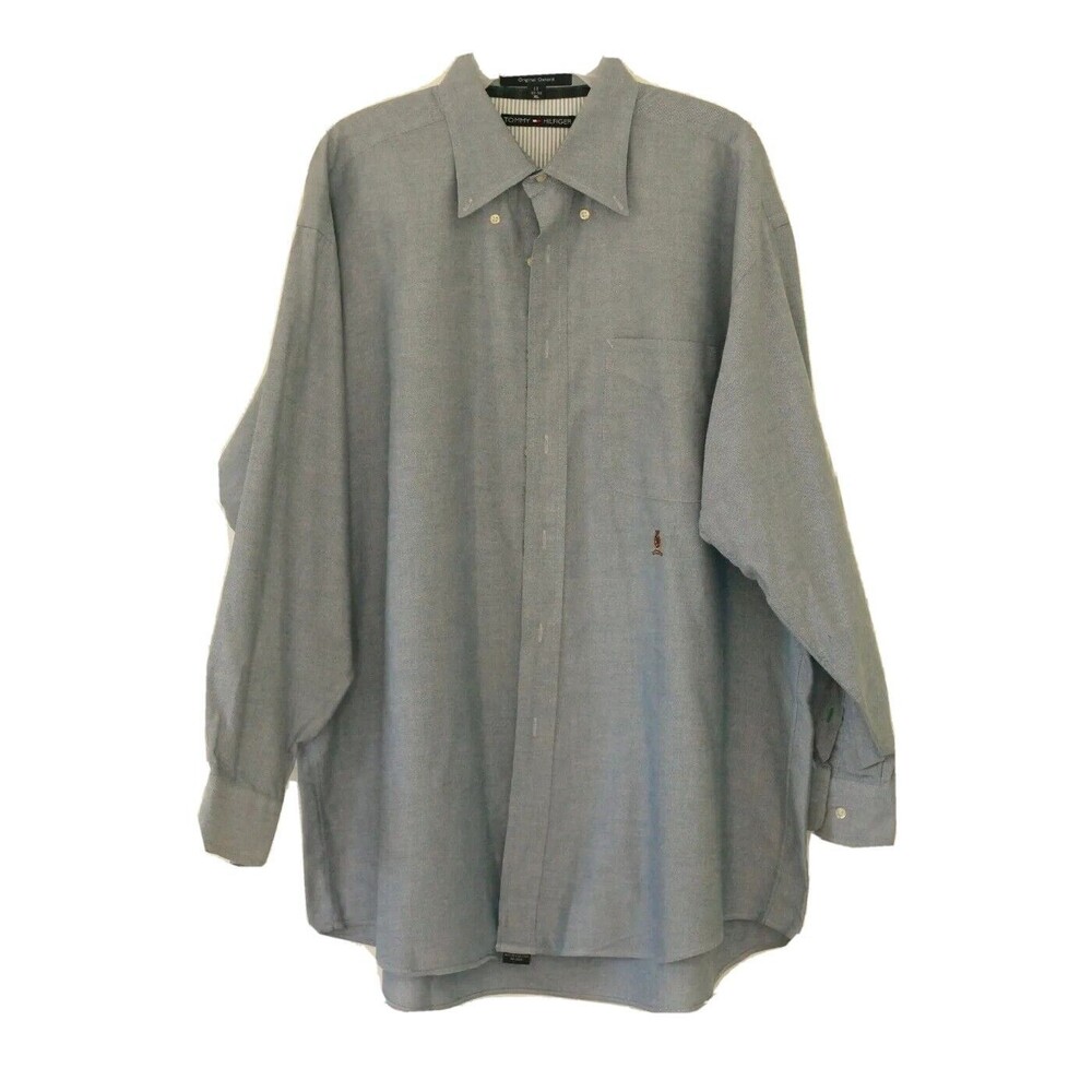VTG Tommy Hilfiger Mens XL Original Oxford Button Down Long Sleeve Shirt Blue
